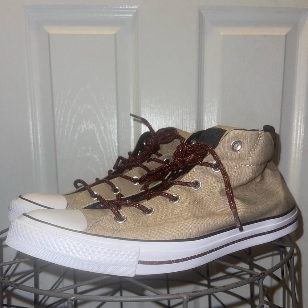 Converse Sneakers, Men Size 12, Color is tan.